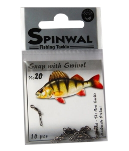 Mousqueton Spinwal No.20 2kg avec émerillon 10pcs.