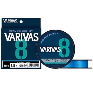 Tresse Varivas8 PE #1.2 150m - 23lb - Bleu