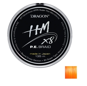 DRAGON HMX8 ligne tressée 0.08mm 6.8kg 135m Orange Flu