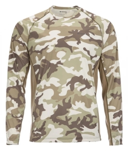 T-shirt à col rond Simms Sflex Woodland Camo Sandbar XXL