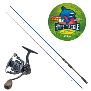 Ensemble Hype Tackle H2 Target Jig 2,51 m 5-23 g 2 cz + Hype Tackle H2 3000 + Hype Tackle WP8 Red Fluo 0,13 mm 9,1 kg 135 m FEC