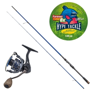Ensemble Hype Tackle H2 Target Zander 2,51 m Jusqu'à 35 g 2cz + Hype Tackle H2 4000 + Hype Tackle WP8 Red Fluo 0, 15 mm 11,4 kg 135 m FEC
