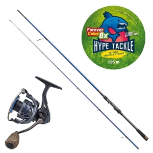 Ensemble Hype Tackle H2 Target Zander 2,21 m Jusqu'à 32 g 2cz + Hype Tackle H2 4000 + Hype Tackle WP8 Red Fluo 0,15 mm 11,4 kg 135 m FEC