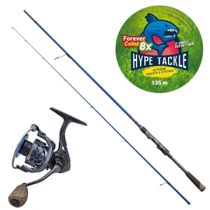 Ensemble Hype Tackle H2 Target Zander 1,98 m Jusqu'à 28 g 2 cz + Hype Tackle H2 3000 + Hype Tackle WP8 Rouge fluo 0,15 mm 11,4 kg 135 m FEC