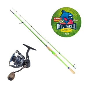 Ensemble Hype Tackle Fresh 2,44 m 5-25 g 2cz S + Moulinet Hype Tackle H2 3000 + Hype Tackle Forever Color WP8 Red Fluo 0,13 mm, 9,1 kg 135 m