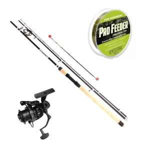 Zestaw Kraken Black Pearl Feeder 3,60m 120g 3+3cz + Kraken Black Pearl Feeder 5500 +  Żyłka VDE-Robinson Pro Feeder 0,260mm 150m