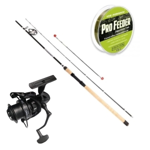 Set Kraken Black Pearl Feeder 3,30 m 40 g 2+3 brins + Kraken Black Pearl Feeder 4500 V2 + Ligne VDE-Robinson Pro Feeder 0,225 mm 230 m