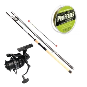 Set Kraken Black Pearl Feeder 3,30 m 120 g 3+3 brins + Kraken Black Pearl Feeder 5500 V2 + Ligne VDE-Robinson Pro Feeder 0,260 mm 230 m