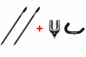 Ensemble 2x Piques KRAKEN Black Pearl Bankstick 75-125 cm + Repose-Canne Arrière KRAKEN Black Pearl Butt Rest + Repose-Canne Avant KRAKEN Black Pearl Front Rest EVA