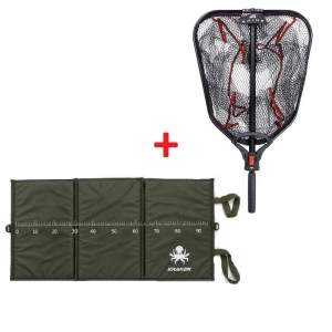 Ensemble pêche | Épuisette pliable Abu Garcia Spike Net Foldable 60 × 50 cm + Tapis de réception Kraken 94 × 48 × 2 cm