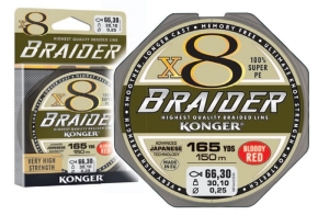 BRAIDER X8 0,25mm 150m 30,1kg BLOODY RED