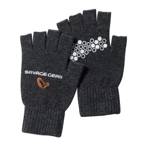 Gants SG tricotés demi-doigts gris foncé L