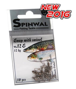 Mousqueton Spinwal 12 S 12kg avec émerillon 10pcs.