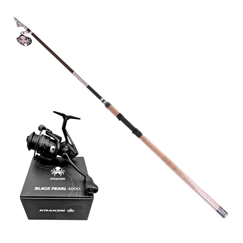 Kit Canne à pêche Kraken Black Pearl TELE MATCH 3,60 m (25-30 g) + Moulinet Kraken Black Pearl 4000